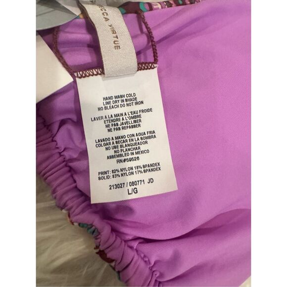 NWT BECCA Rebecca Virtue Groovy Cheryl Reversible Triangle Swim Top Multi Large - Picture 7 of 11